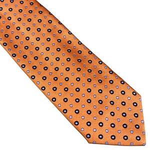 Massimo Bizzocchi Tie Mens Orange Polka Dot Silk Italy Necktie NEW Luxury Skinny
